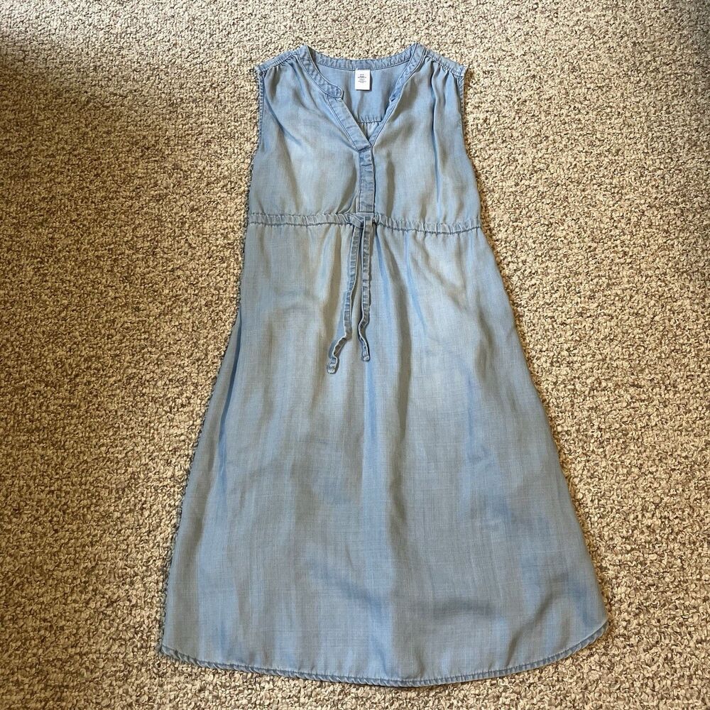 H&M Mama Maternite Womens Sleeveless Chambray Dress XS Western Cowgirl Maternity